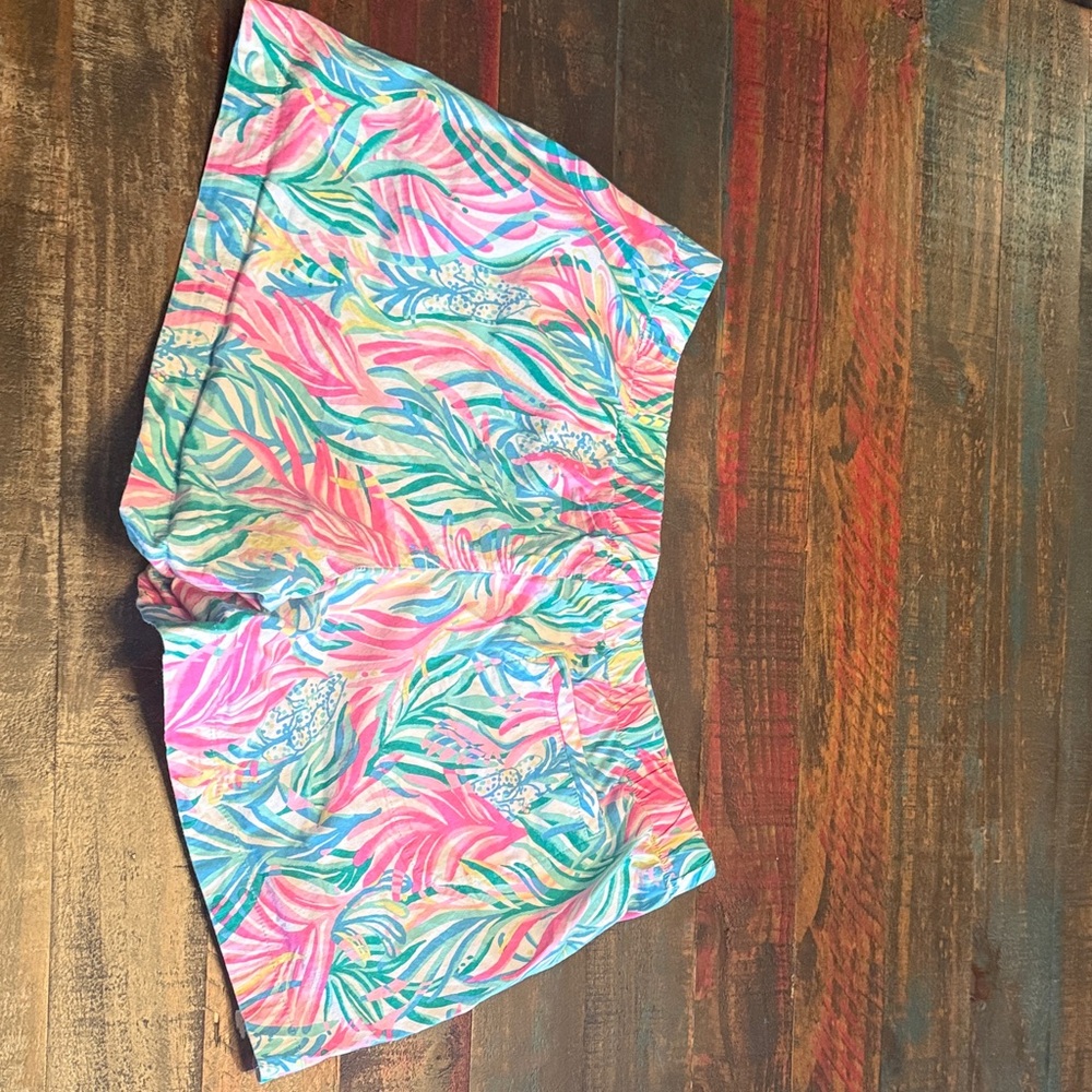 Lilly Pulitzer Pink and Green Leaf Print Shorts